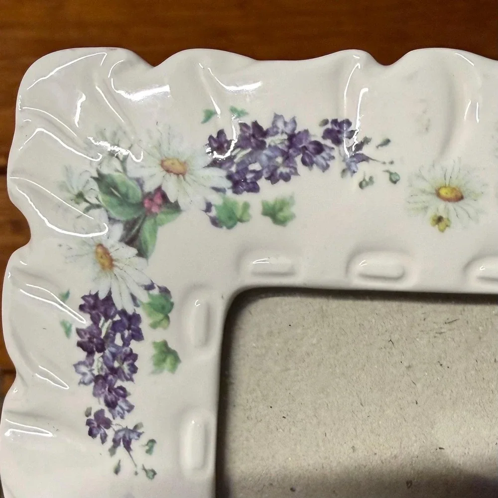 Vintage Frame Ceramic Porcelain Rose Floral Cottage Core Shabby Chic
